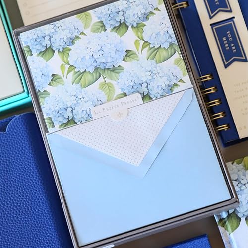 Miniatura 4 de Hortensia - Tarjetas de diseñador de Graphique Luxe Collection, juego de papelería en relieve plateado en caja, 10 tarjetas en blanco con 11 sobres,