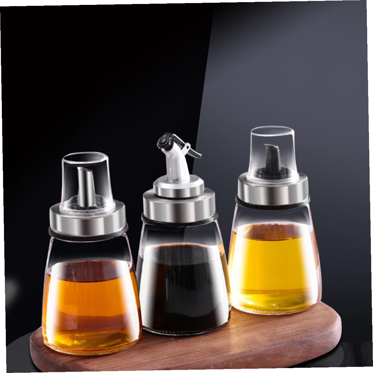 Mipcase Botellas de Condimentos de Vidrio 3 Unidades para Salsa y Vinagre
