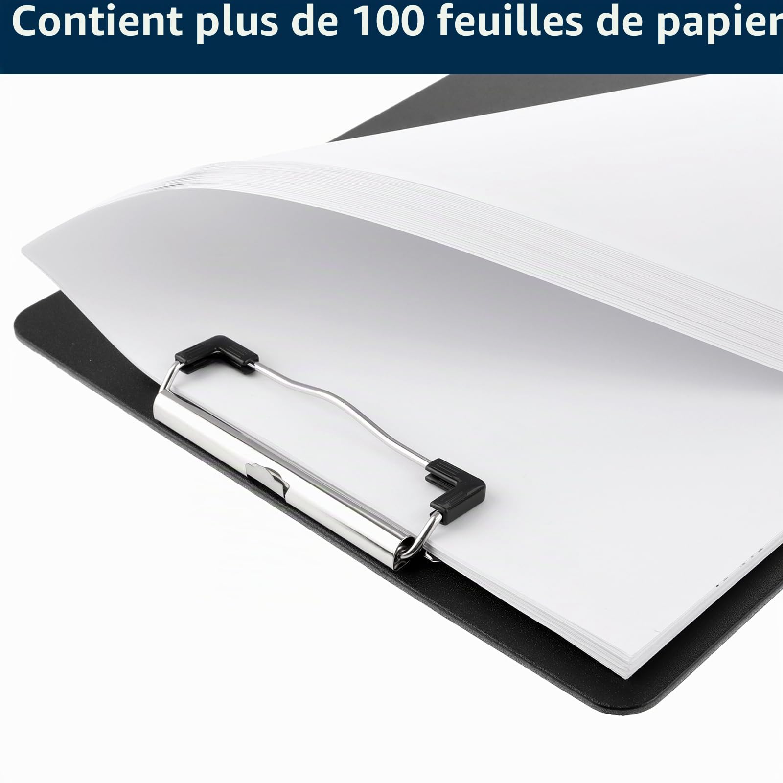 Lot de 12 Porte bloc A4 avec Pince, Porte bloc a4 en plastique en métal et boîte de suspension Noir Pour l'école, la maison, le bureau