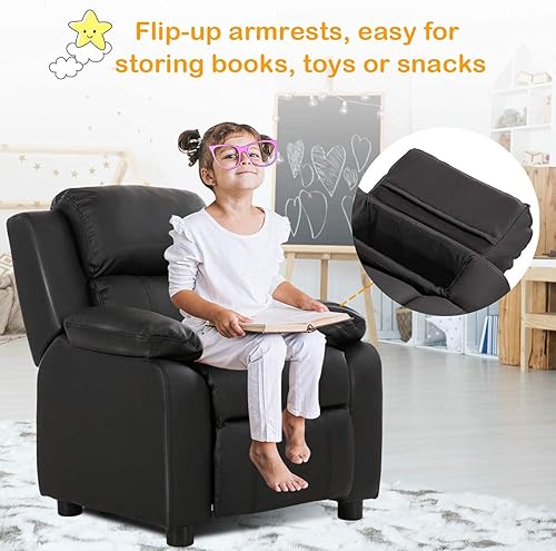 Miniatura 6 de Costzon Kids Recliner, Leather Recliner Chair w/Footrest, Armrest Storage, Headrest & Lumbar Support, Ergonomic Lounge Chair for Living & Gaming