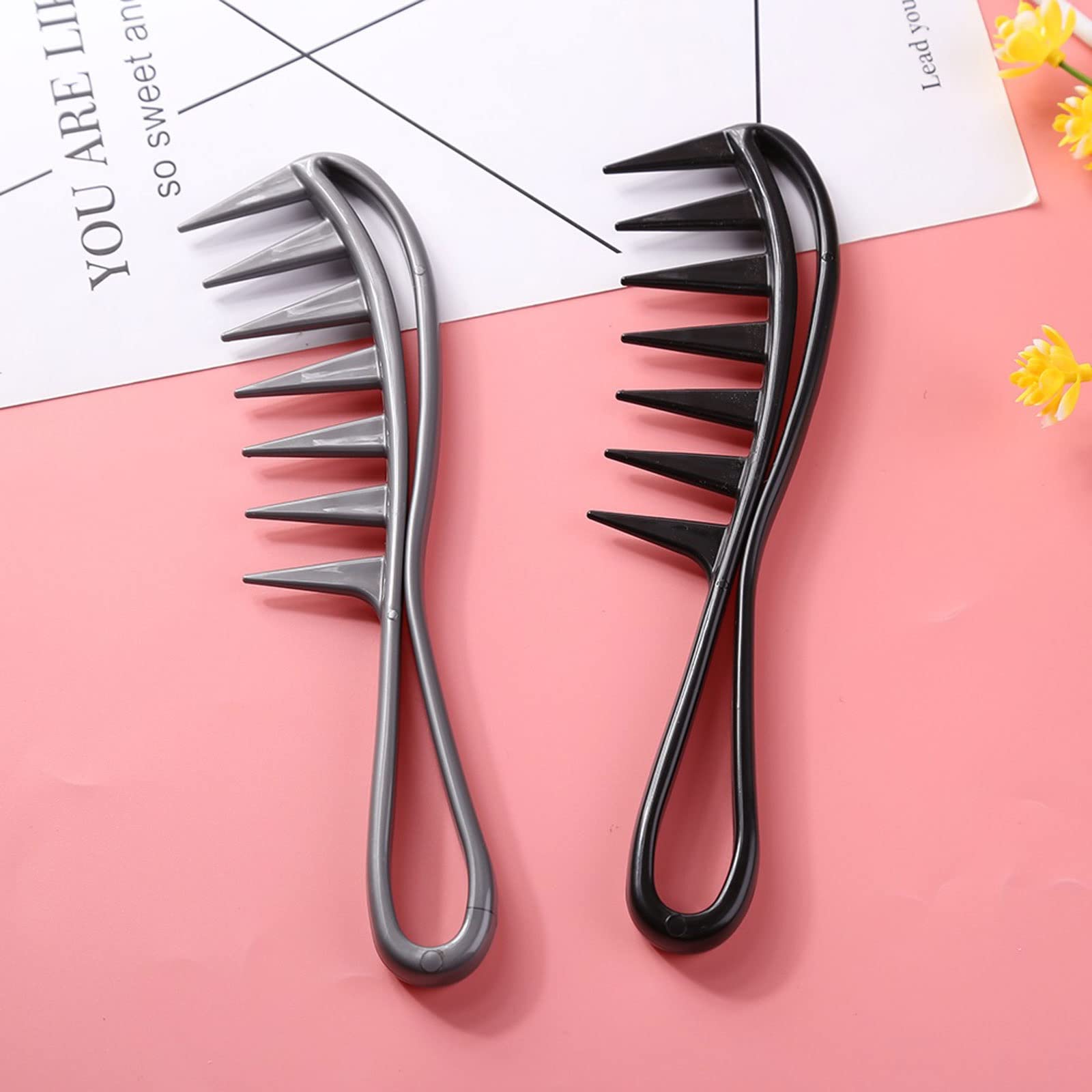 DieffematicSZ Grzebień Wide Tooth PP Comb Curly Hair Salon Hairdressing Comb Massage for Hair Styling Tool for Curl Hair (Color : Gray)