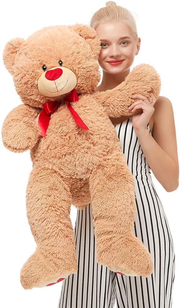 MorisMos Giant Teddy Bear Stuffed Animals Plush Toy for Girlfriend Kids (Red and Brown, 39 inches) : Toys & Games
