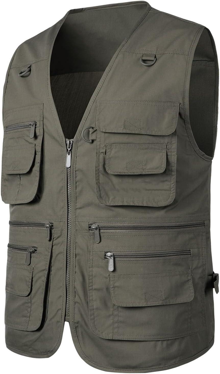 Men’S Fishing Vest Summer Lightweight Outdoor Cargo Work Safari Travel Hiking Photo Vest With Multi Pockets