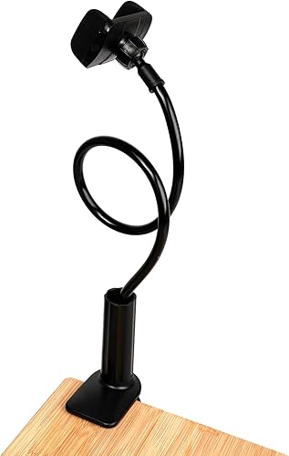 Miniatura 9 de WANBY Soporte de teléfono para cama, soporte de cuello de cisne, soporte de mesa flexible de rotación de 360°, soporte de clip para teléfono