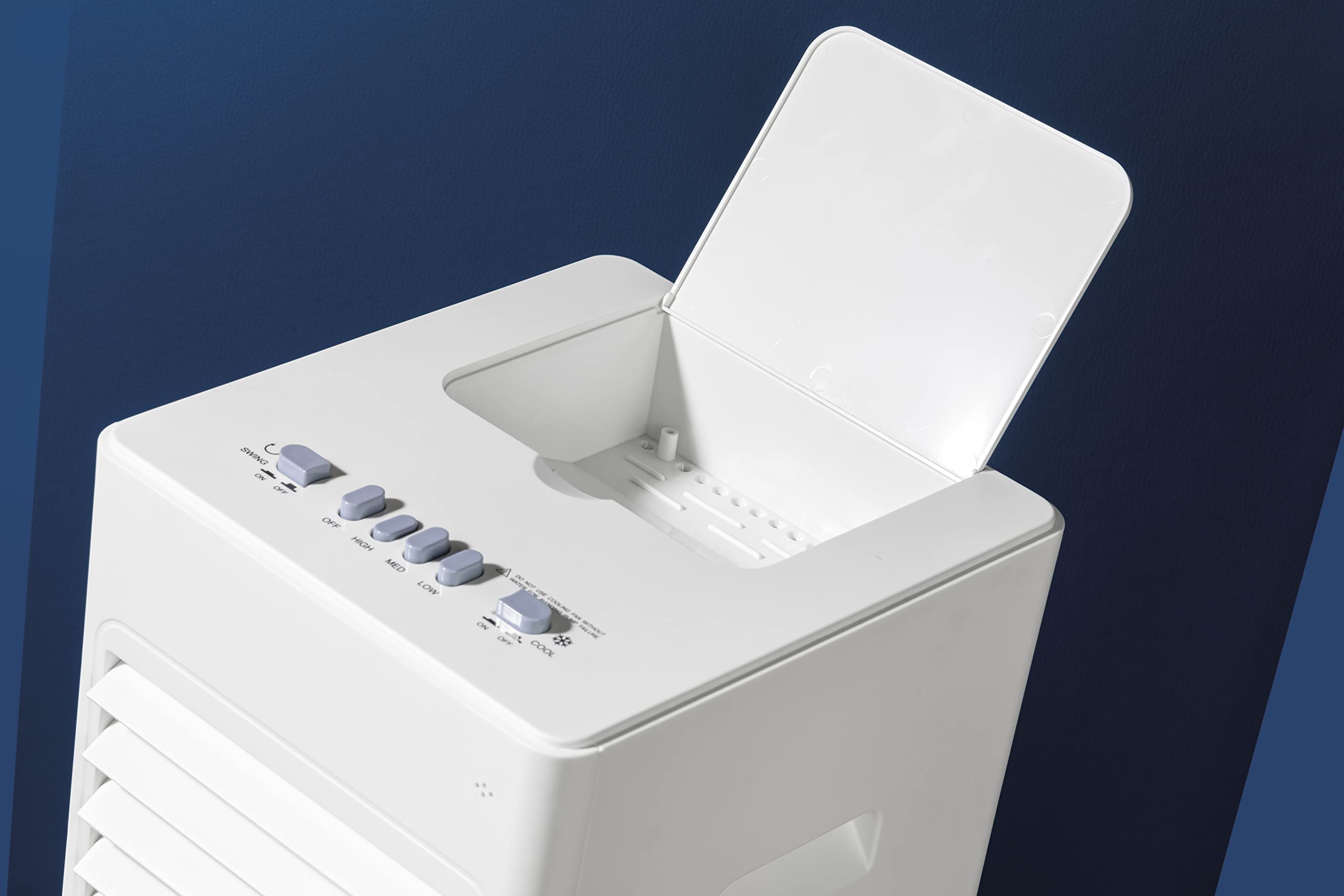 JATA JVAC2003 - Climatizador Portátil, purificador y humidificador. Enfriador de aire. Evaporativo. 3 velocidades. 6 L. Acumuladores para hielo. Silencioso Blanco