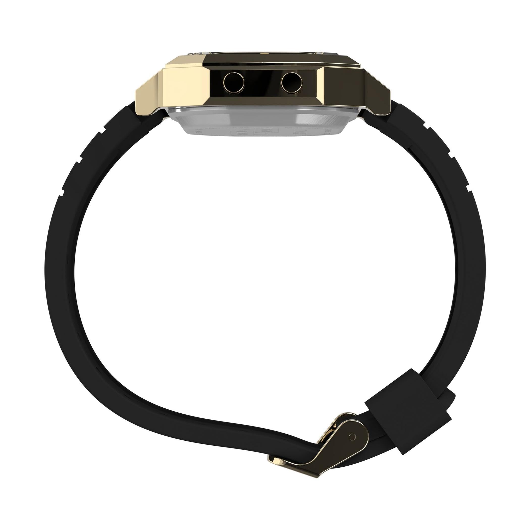 Timex Montre mixte Activity Tracker Sport 40 mm - Bracelet en silicone noir, cadran digital, boitier doré TW5M60900