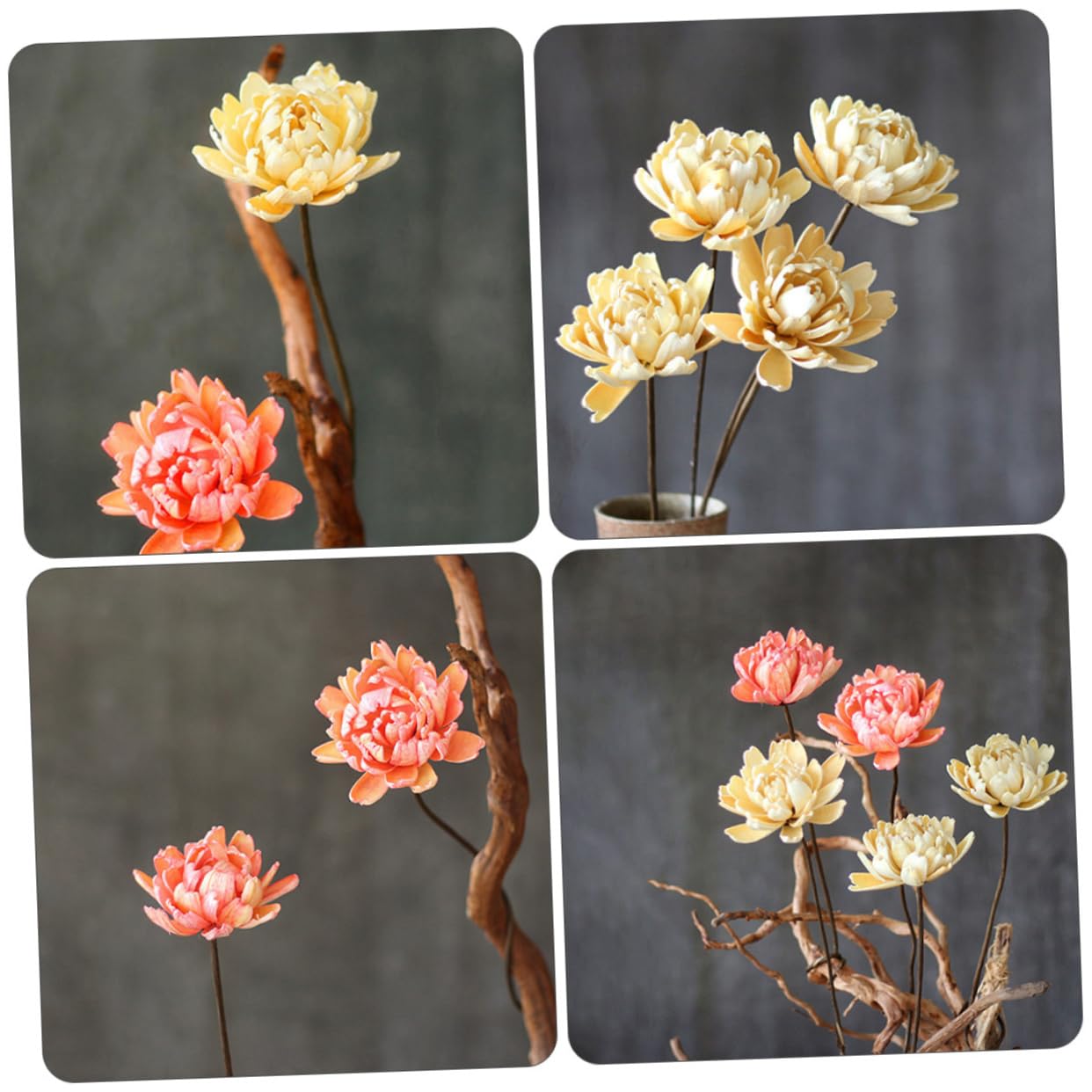 DECHOUS 6pièces Bouquet De Fleurs Séchées Naturelles Décoratif pour Décoration Intérieur Éléments De Mariage Et Accessoires De Fête