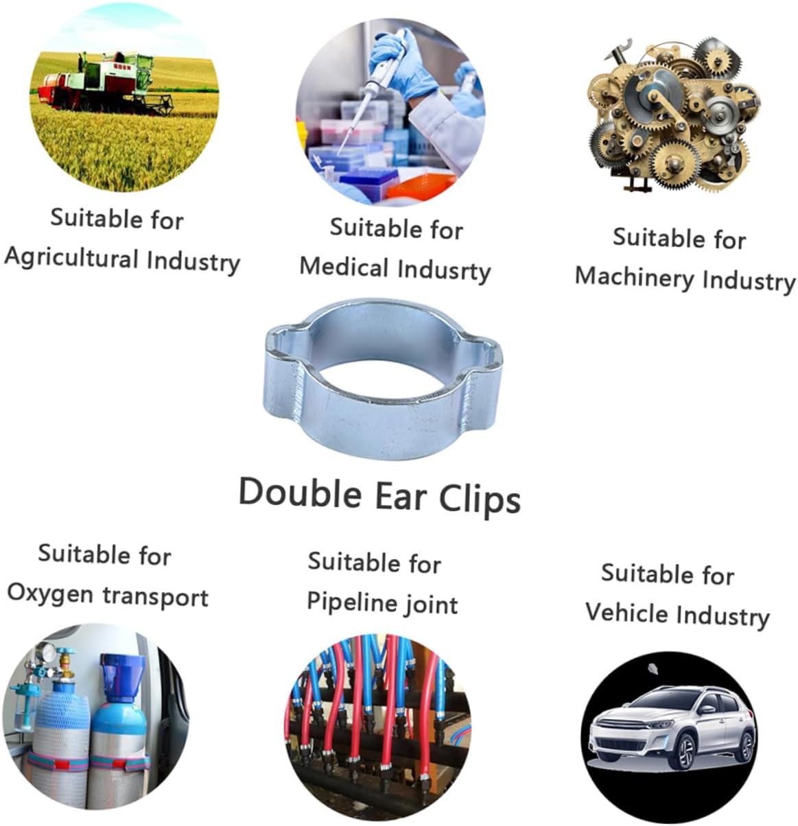 160pcs 8 Specifications Carbon Steel Hose Clamps for Line Black Tube Clamp Dual