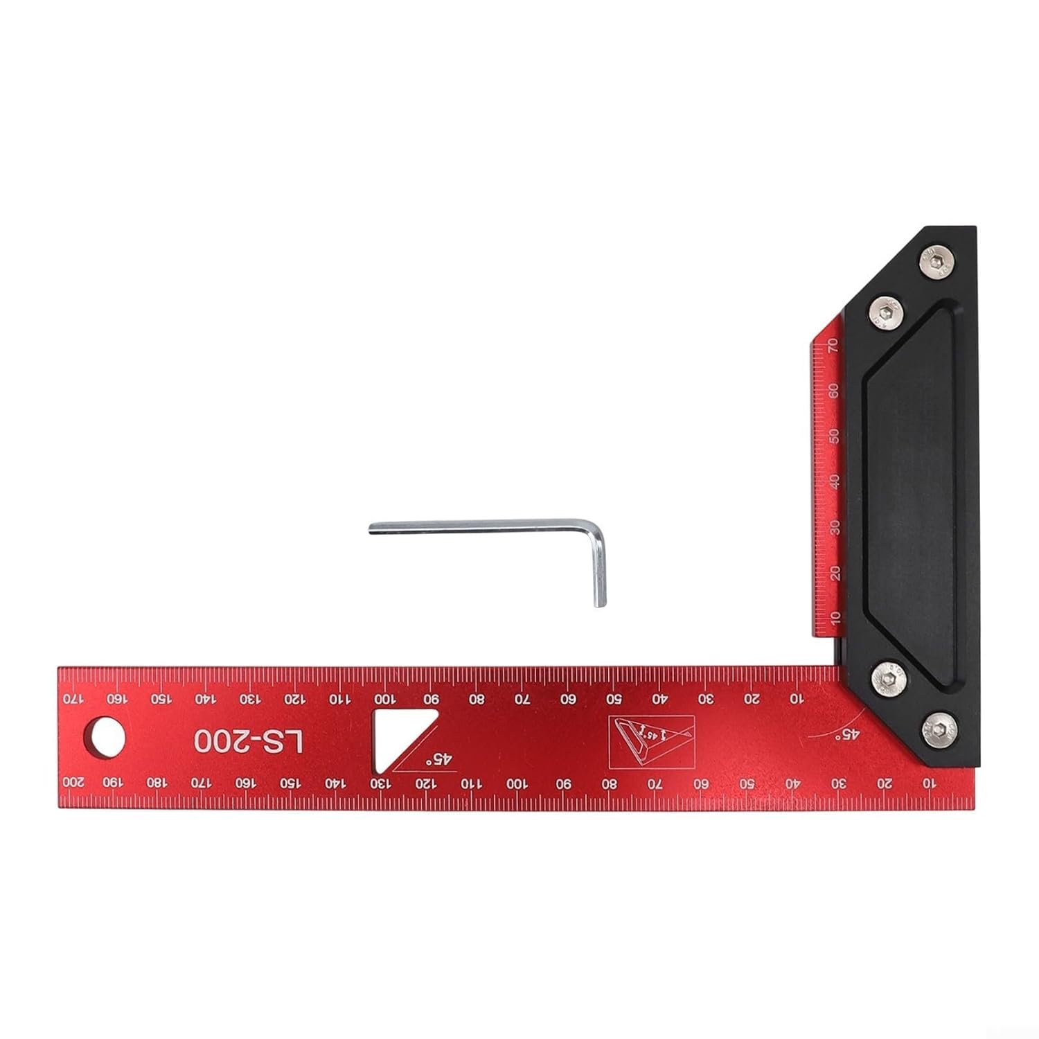 Precision Angle Measuring Ruler and Carpenter Square - 45/90 Degrees Aluminum Alloy with Double-Sided Scale for Accurate Measurements (300mm)(200mm)