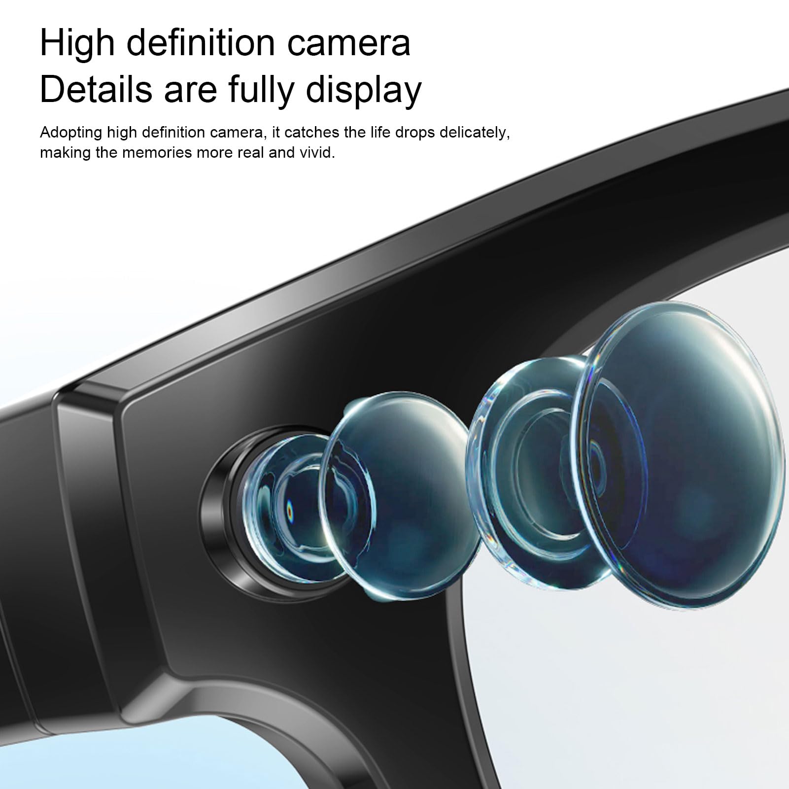 AI Smart Glasses With 11 Language Translation, HD Camera - Bluetooth Transtator, Smart Translator With App, Batteria da 260 MAh, Transport per Viaggi, Musica, Chiamate