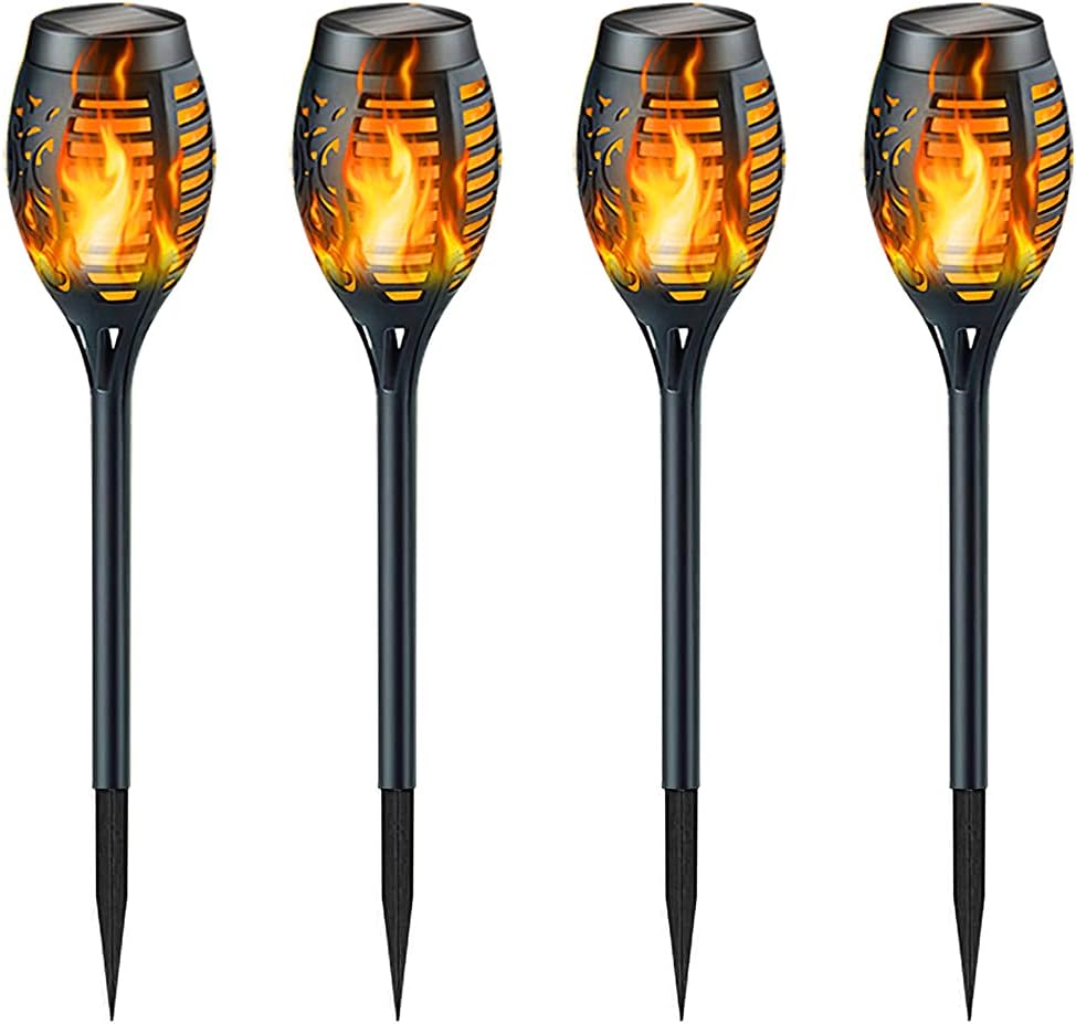 Solar Torch Light with Flickering Flame, StillCool Outdoor Solar Flame Effect Lantern, Garden Spotlights Landscape Decoration Stick Light for Patio Driveway Pathway(4 Pack)