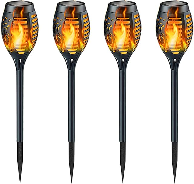 Solar Torch Light with Flickering Flame, StillCool Outdoor Solar Flame Effect Lantern, Garden Spotlights Landscape Decoration Stick Light for Patio Driveway Pathway(4 Pack)