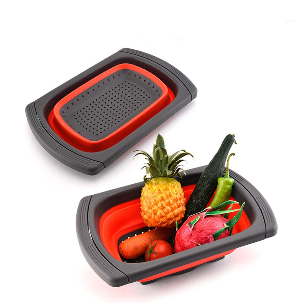 Scolapasta pieghevole in silicone per lavello da cucina, cestino per colino pieghevole, misura S, quadrato