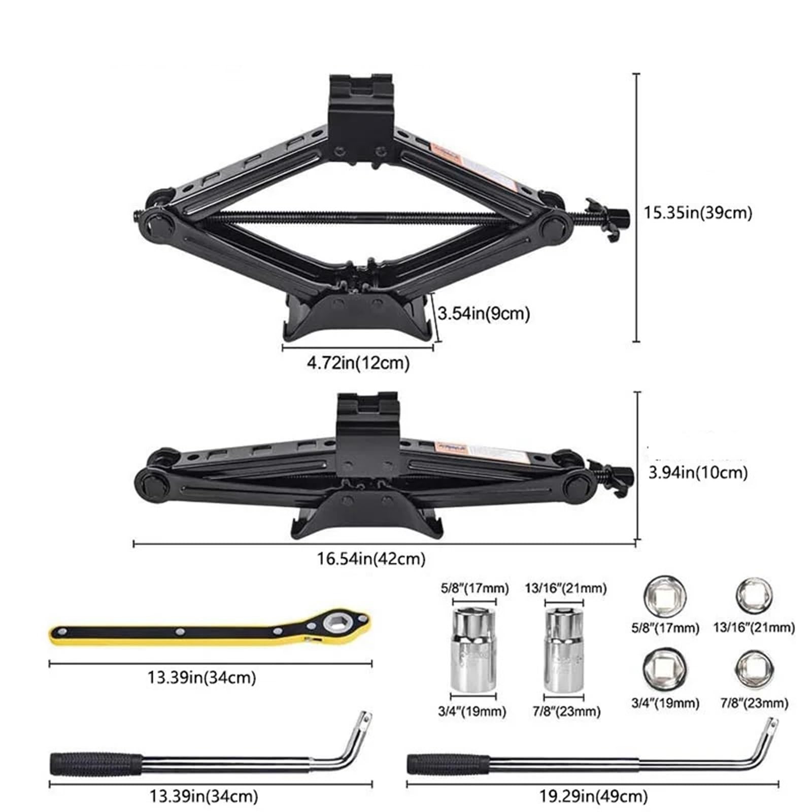 Cric A Forbice Per Auto Cric for auto Set da 2 tonnellate a forbice Cambio pneumatici Strumento multifunzione portatile(2T double tooth set)