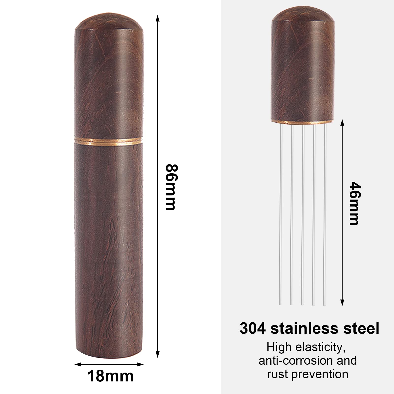 Distributore Di Caffè WDT Con Manico In Legno E 6 Aghi Sottili 0,4 Mm - Strumento Agitatore Per Espresso - 3
