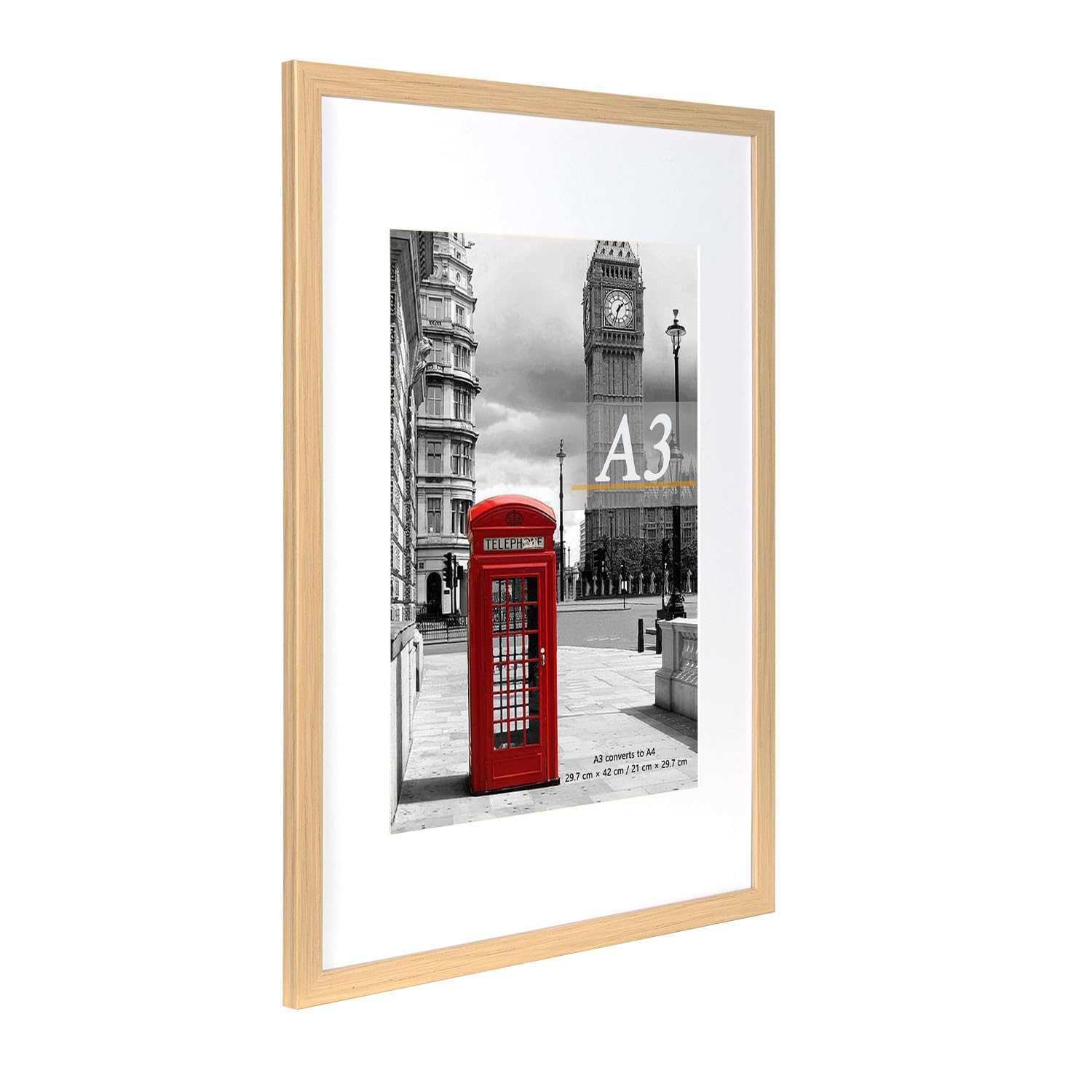 Scholar Tree Natural Photo Frame Picture Frames, A3 with Mat for A4 Mount Picture, Set of 3, Wall Mountable - Image 4