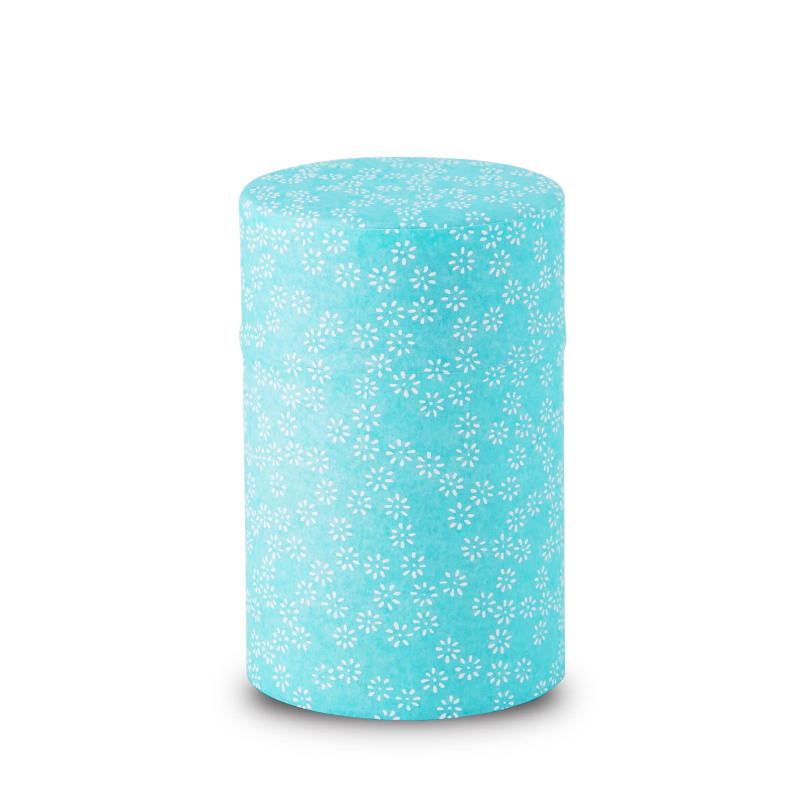 NOREN Japanese Washi Paper Tea Caddy - Small Sakura Blue, 100g Capacity