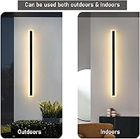 Vista 5 de Paquete de 2 luces LED de pared modernas para exteriores de 59 pulgadas, 45 W, impermeables, IP65, blanco cálido, 110 V, lámpara de pared