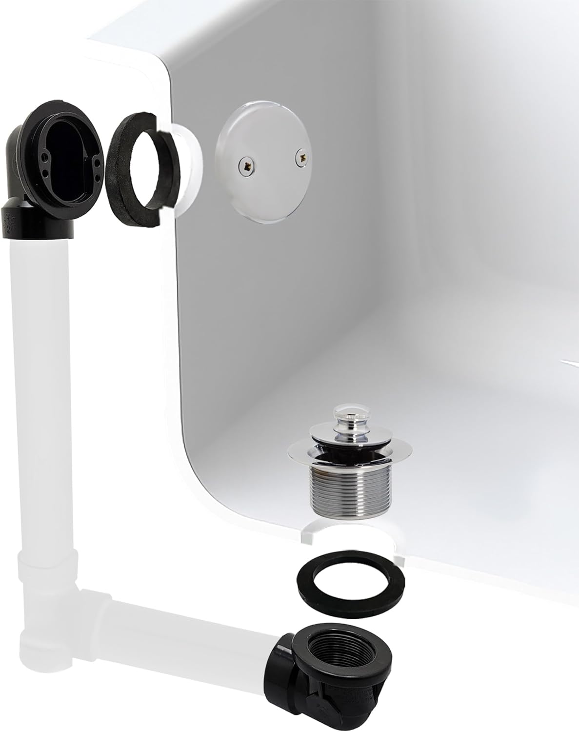 Westbrass A574-26 1-1/2" Sch. 40 ABS Pull & Drain Plumber's Pack with Two-Hole Faceplate, Polished Chrome