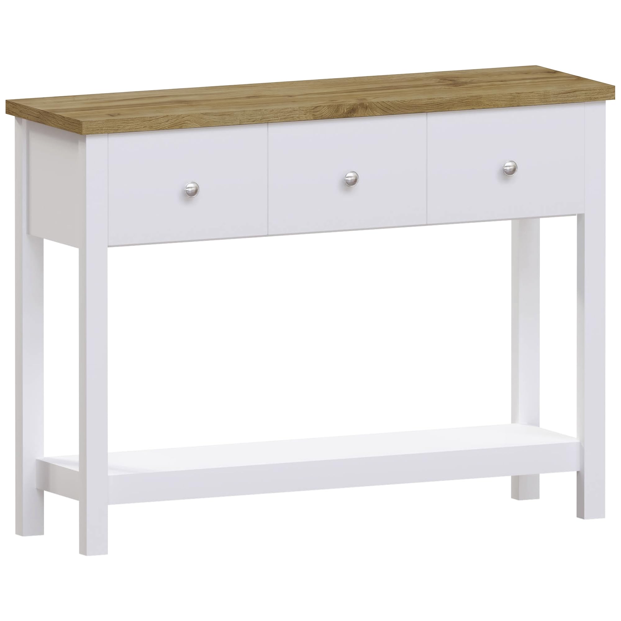 Vida Designs Arlington Console Table Shelf Hallway Side End Dressing Table MDF (White, 3 Drawer)