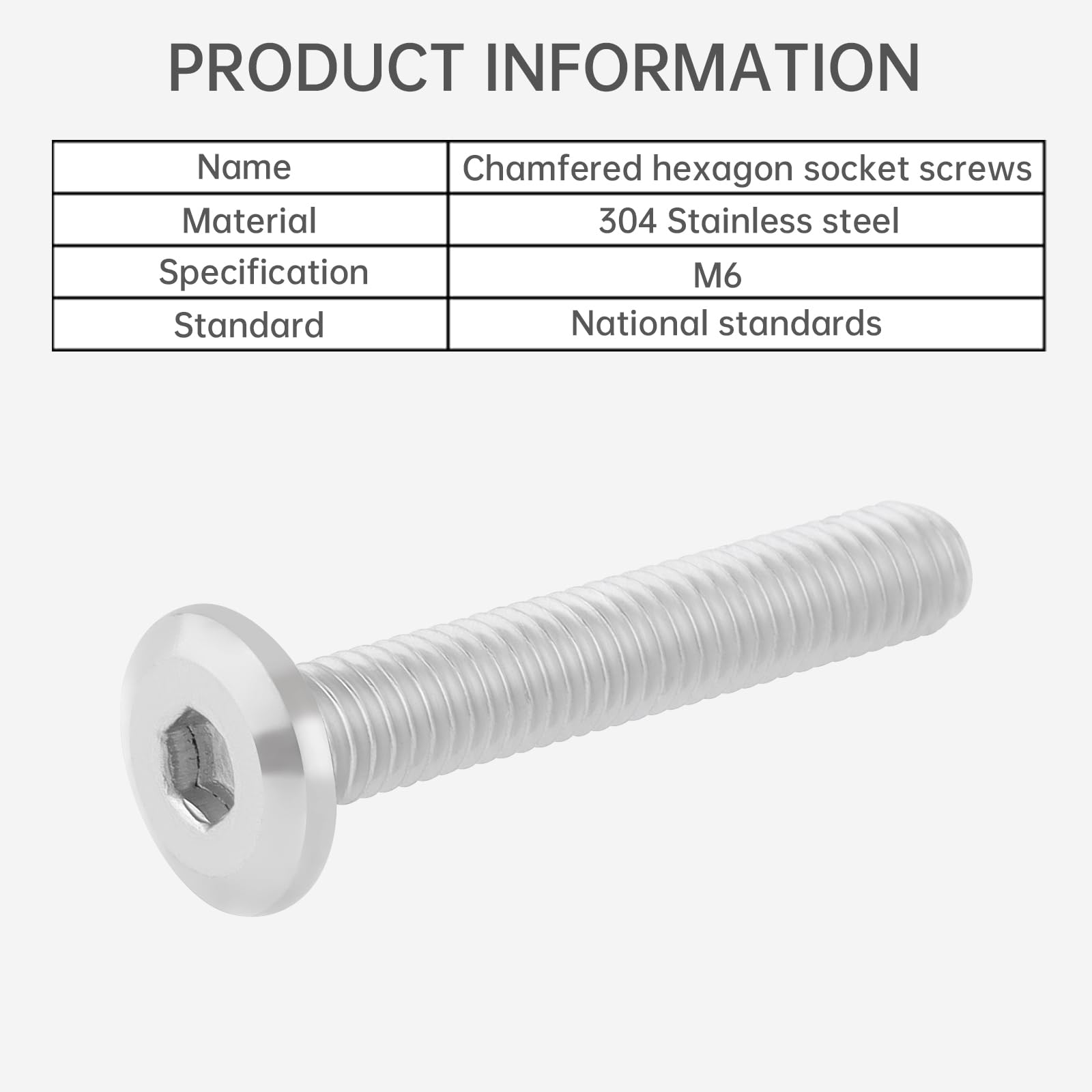 Smgda 20Pcs M6 x 35mm Flat Head Hex Socket Cap Screws Bolts, 304 Stainless Steel Furniture Connector Bolt, Allen Hex Drive - Image 3