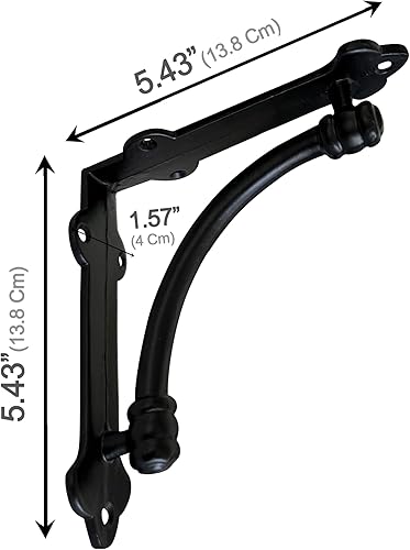 Miniatura 132 de NACH Soportes decorativos para estantes, paquete de 2 soportes de estante de hierro fundido de metal antiguo de 9.6 x 1.7 x 9.6 pulgadas, soportes