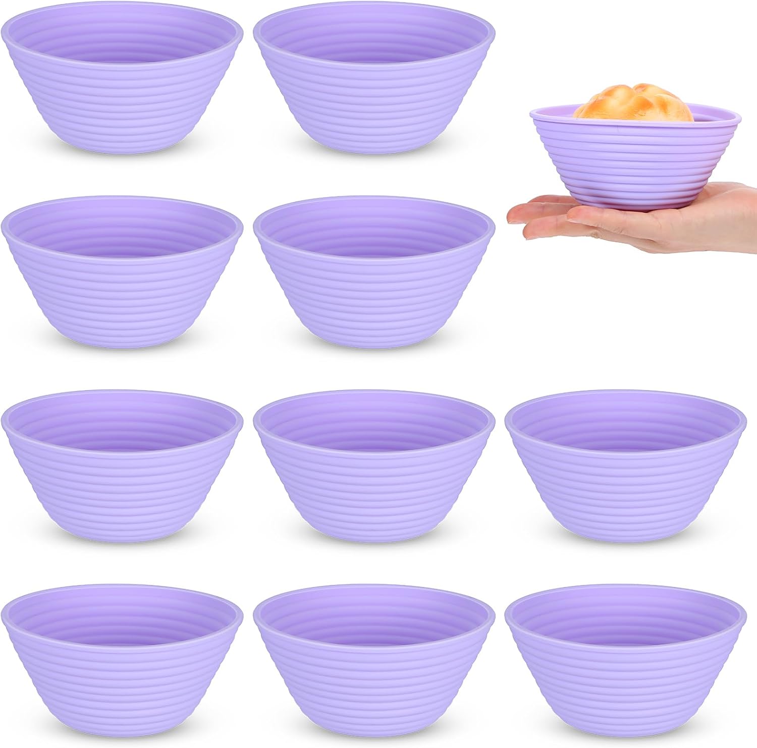 10Pcs Round Silicone Proofing Baskets, Oven Safe for Sourdough Bread Baking