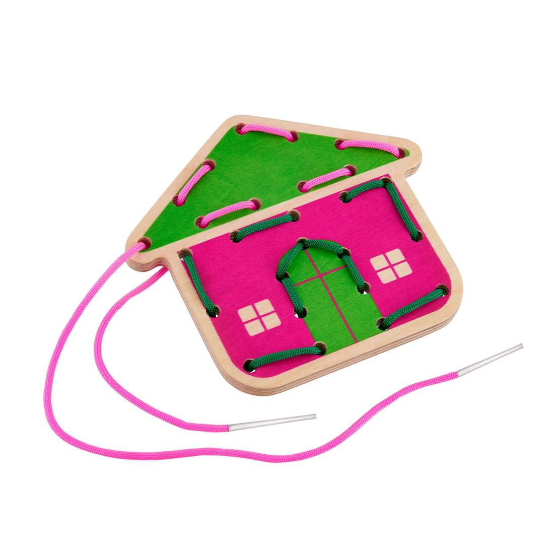 EDUEDGE Lace Me House Develops Motor Skill and Cognitive Skill Wooden Learning Toy Suggested for Children Above 3 Years of Age