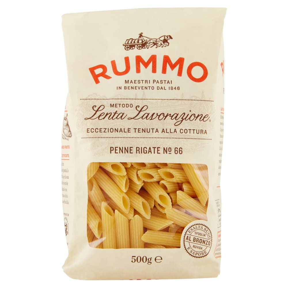 Rummo Penne rigate N. 66 - Pastas de trigo duro (20 unidades, 500 g, incluye lata de 400 g)