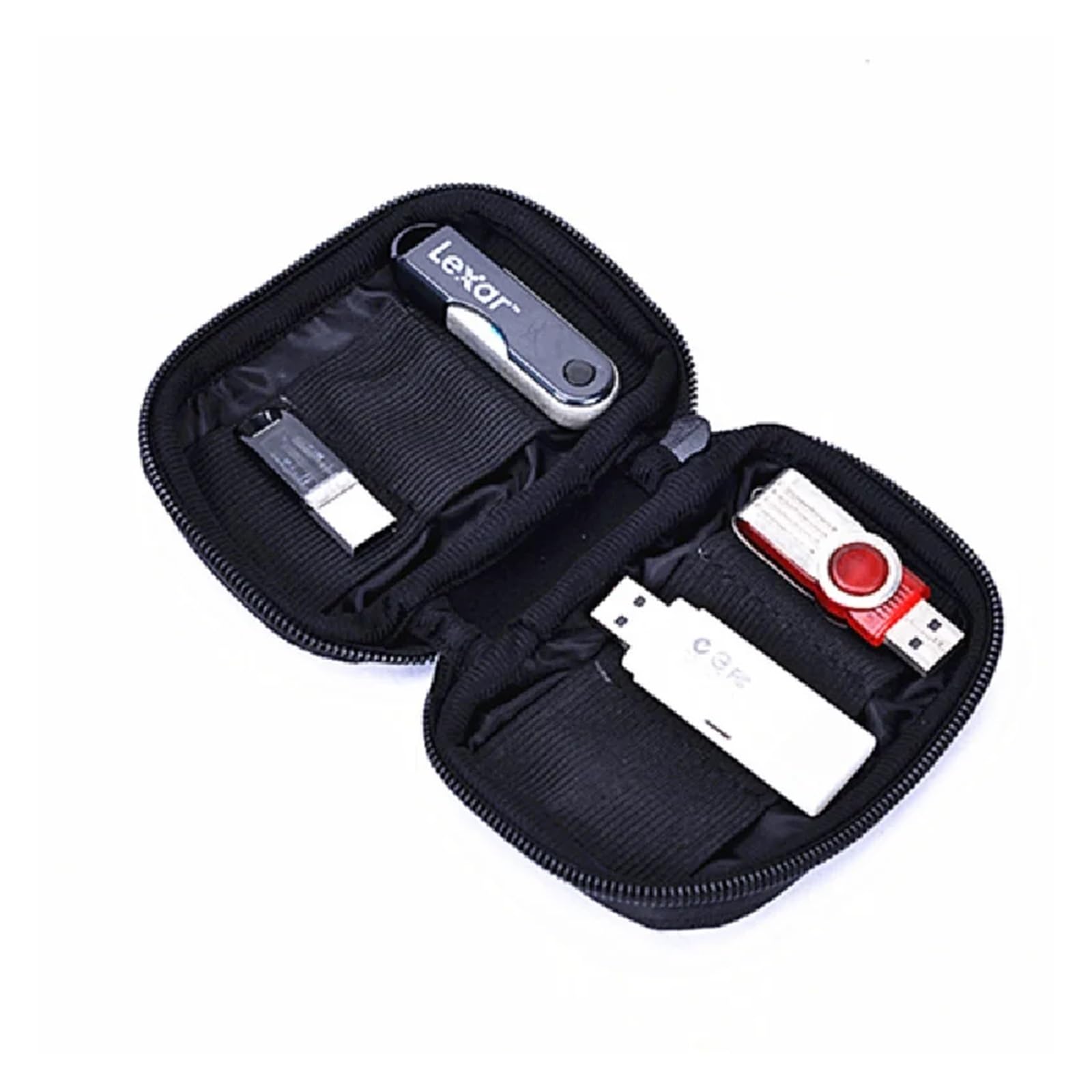 Estuche de almacenamiento para disco duro, 4 unidades, resistente al agua, PVC, con cremallera, organizador de almacenamiento de viaje para unidades flash