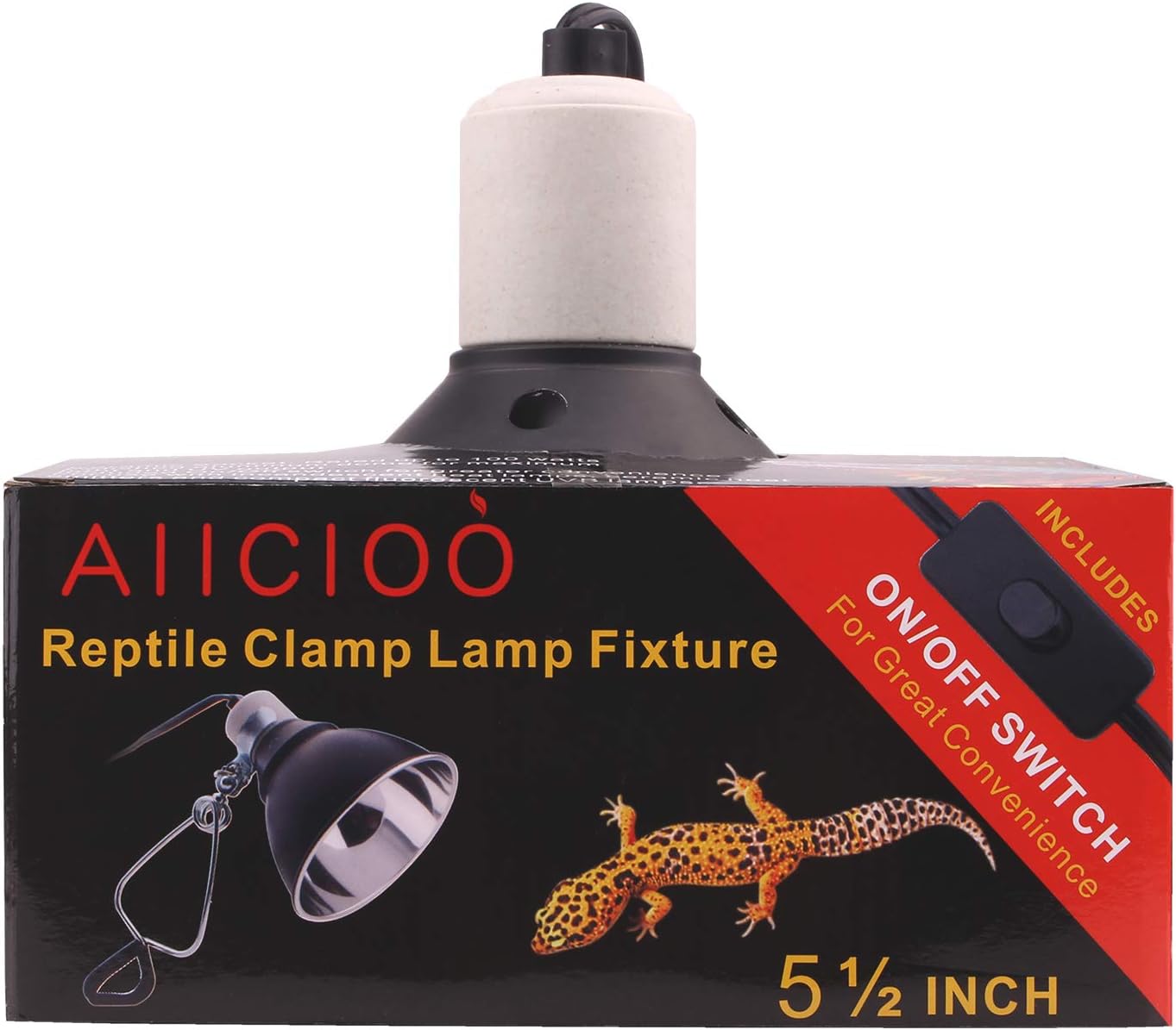 AIICIOO Reptile Bulb Holder Terrarium Lamp Reflector in E27 Ceramic