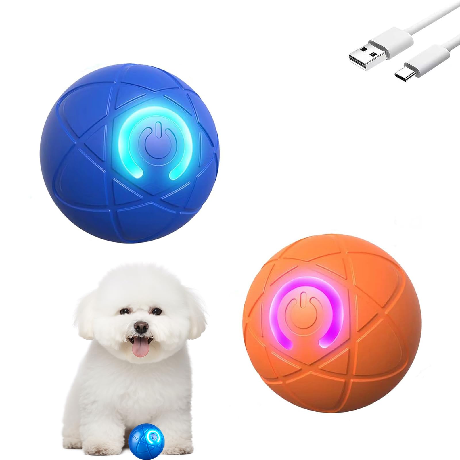 2Pcs Shaking Dog Ball Toy Blue and Orange Shaky Vibrating Ball Automatic Moving Toy for Dogs