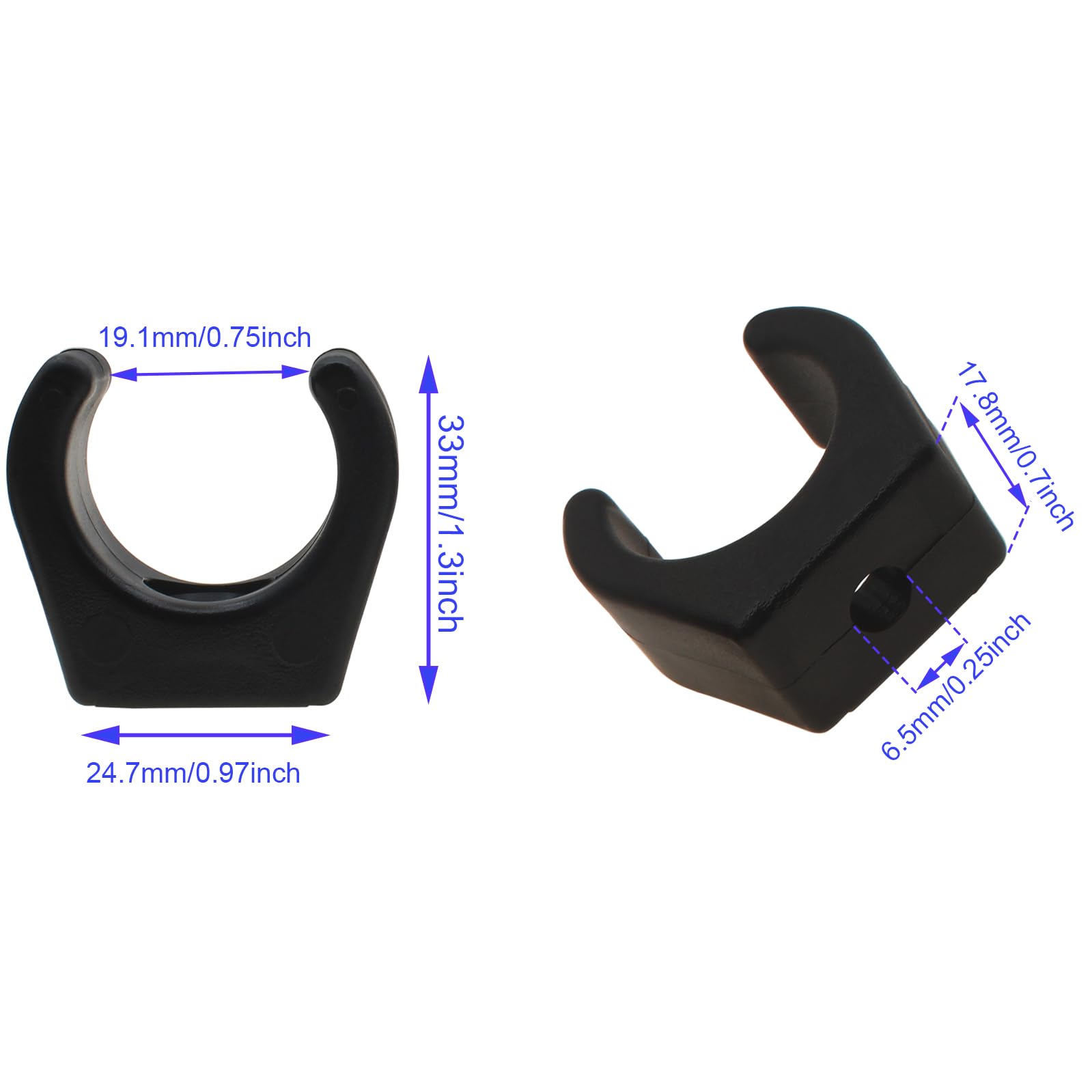 LBTODH 4PCS Boat Hook Holder Nylon Boat Ladder Clip Black Paddle Stowage Clamp for 7/8 Inches Tubes