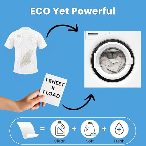 Miniatura 3 de Hojas de detergente para ropa de hasta 180 cargas, sin fragancia, tiras de detergente para ropa ecológicas sin líquido para viajes y hogar, sin