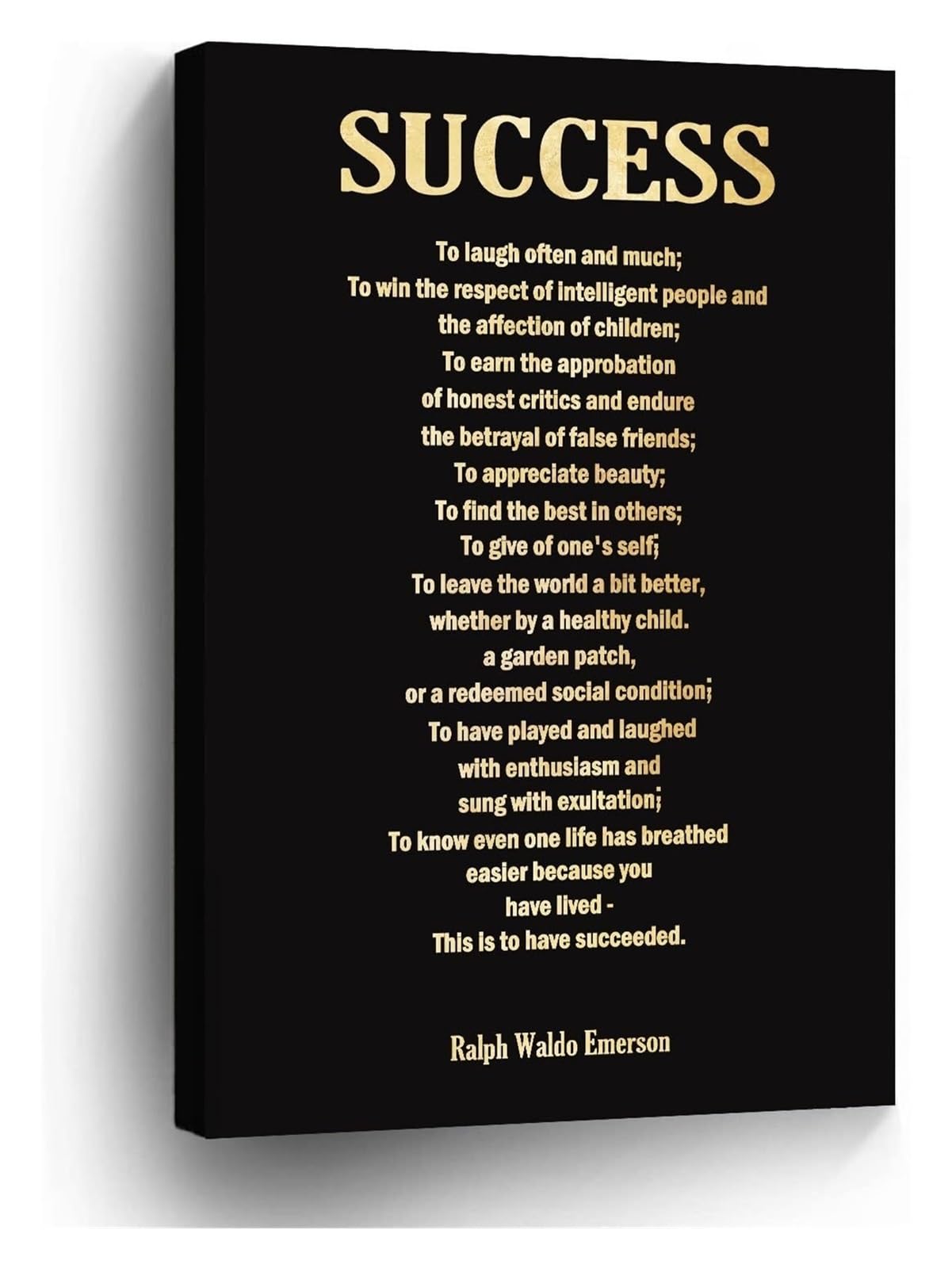 RNUMLIGH What Is Success Ralph Waldo Emerson Poem Wall-Art poster Canvas Quote Motivational poster for Home, Office, Bedroom poster(Framed,08x12inch(20x30cm))