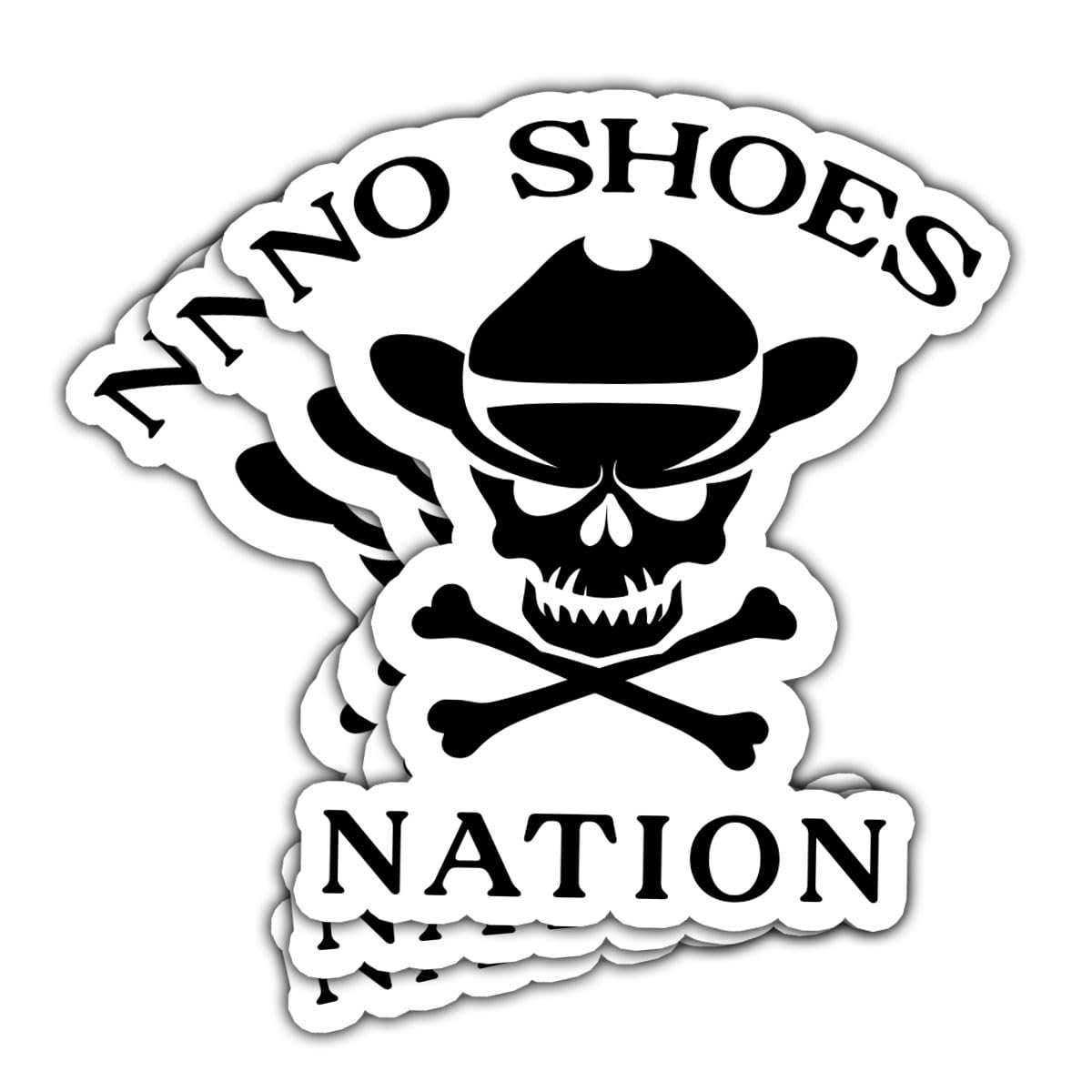 (3Pcs) No Shoes Nation Sticker, Pirate Skull with Cowboy Hat Sticker, Cowboys Decal, Skull Sticker - Stickers for Laptop Water Bottle Phone Car Window Helmet 3"