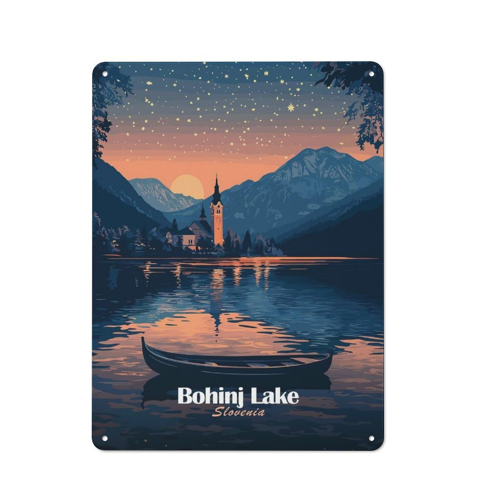Bohinj Lake Slovenia Tin Sign 40x30cm, Vintage Home Bar Decor for Cafe, Pub, Workshop Or Home Bar, for Relaxed Wall Styling