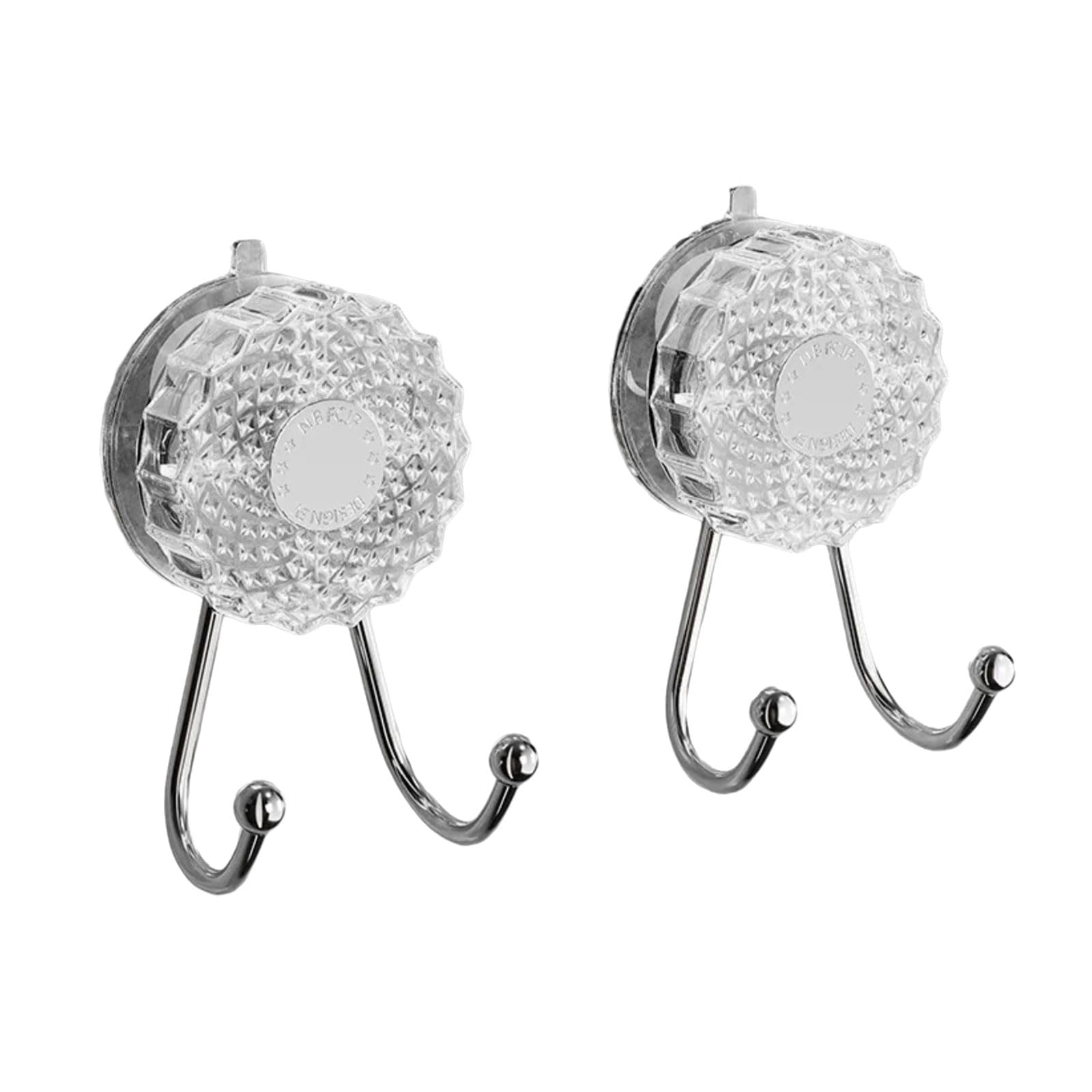 Piceioep of 2 Strong Suction Cup Hook for Bathroom Kitchen with Double Head Bathroom Fasteners
