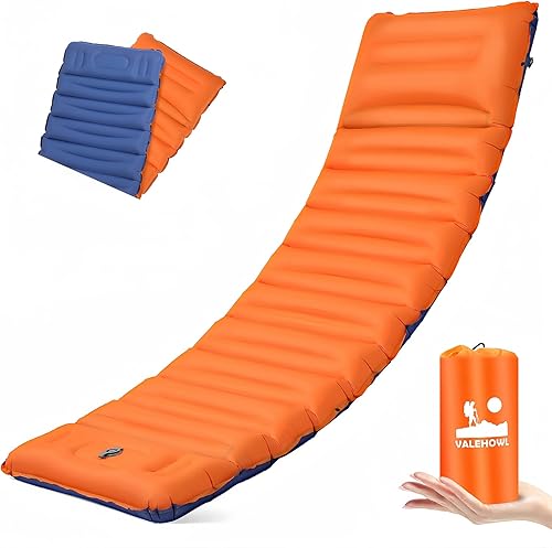 VALEHOWL Colchoneta de dormir para campamento, colchón de camping cómodo de 4 pulgadas de grosor con bomba de pie incorporada, colchoneta inflable
