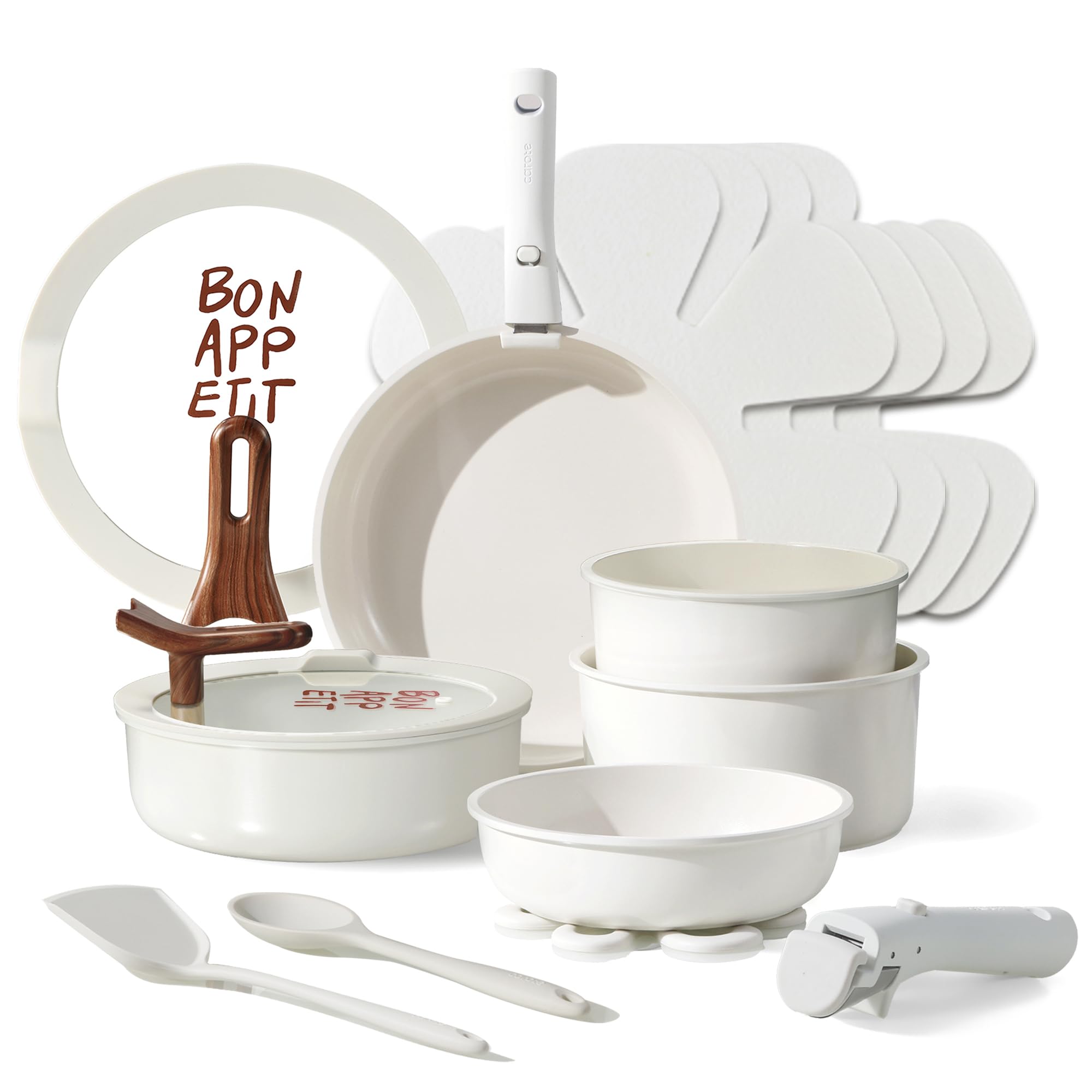 KARA セット Amazon.com: CAROTE 18Pcs Ceramic Cookware Set with Detachable