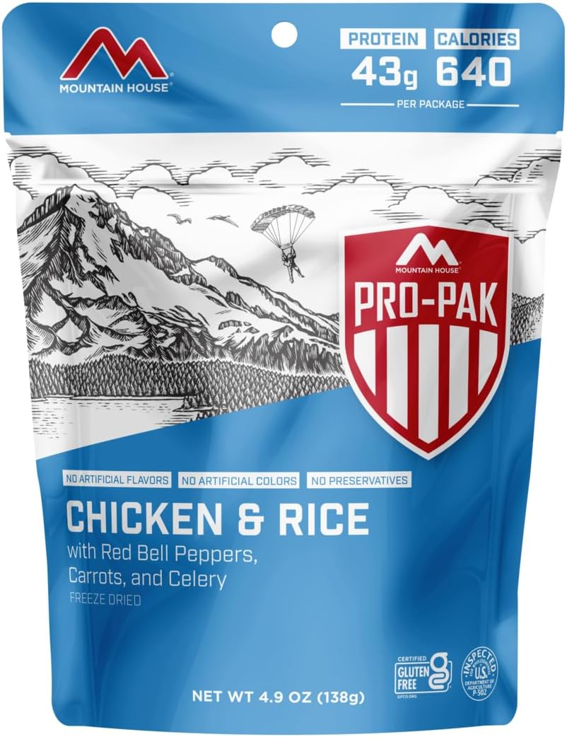 Mountain House Chicken & Rice Pro-Pak | Freeze Dried Backpacking & Camping Food | One Serving |Gluten-Free