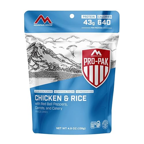 Mountain House Arroz con pollo Pro-Pak  Comida liofilizada para mochileros y campistas  Una porción  Sin gluten