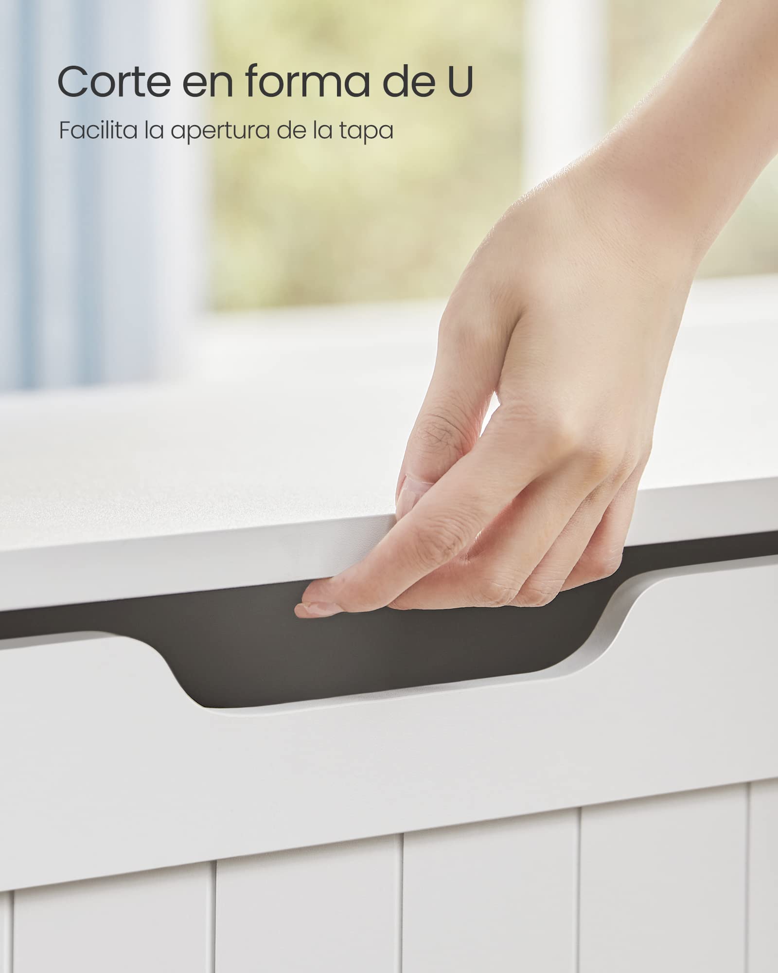 VASAGLE Baúl Almacenaje, Banco para Entrada con 2 Bisagras de Seguridad, Estilo Rústico, 40 x 76 x 48 cm, para Pasillo, Dormitorio, Salón, Blanco Nube LHS11WT