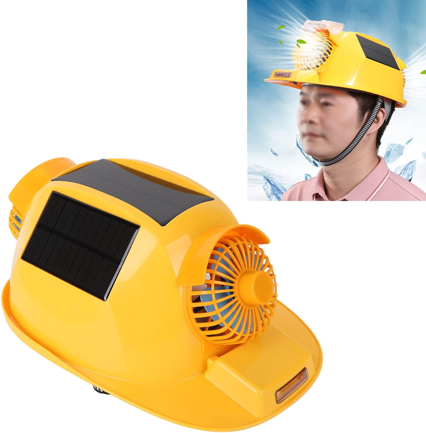 Hard Hat Construction Helmet Solar Panel Suspension Hard Hat with Double Fan for Transportation and Mining