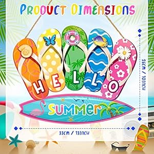 Jetec summer slippers hanging sign shape welcome hello flip flop wooden door sign hanging plaque rustic wall sign yard indoor outdoor garden decoration with rope hello summer  urban country home decor