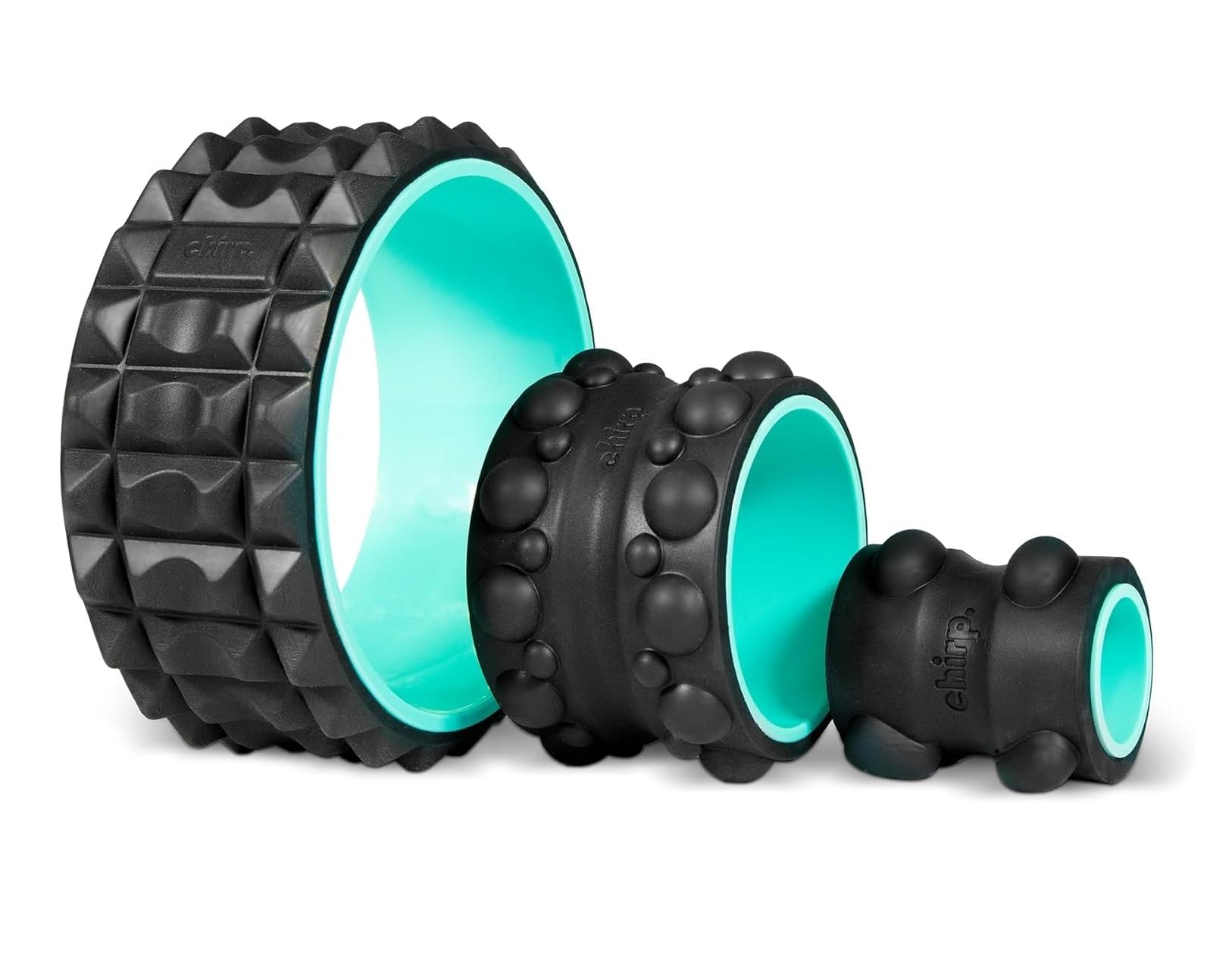 Chirp Wheel XR 3P Foam Roller Set - 10” Acupressure, 6” Knot-Kneading Thumb, & 4” Neck & Headache Tension Relief | Foam Roller to Reduce Back & Neck Discomfort, for Physical Therapy & Exercise | Mint