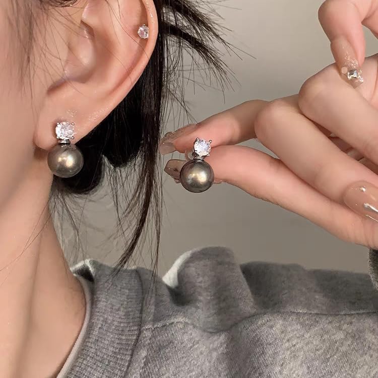 Pearl Earrings for Women, Dainty Pearl Dangle Earring with Rhinestone Statement Wedding Ear Stud Gold Plated Cute Hypoallergenic Pearls Stud Earrings Wedding Jewelry - Image 2