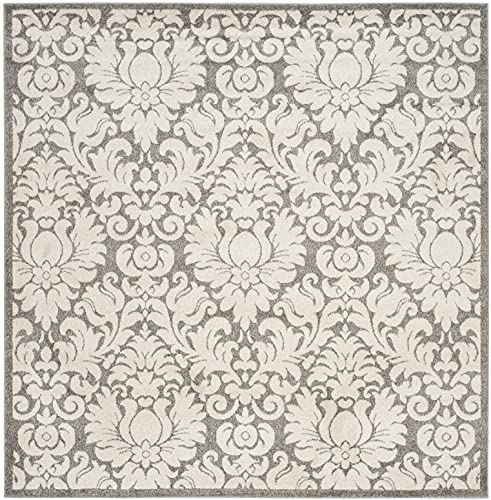 Tapete cuadrado 7 pies Floral Gris Oscuro y Beige miniatura 3