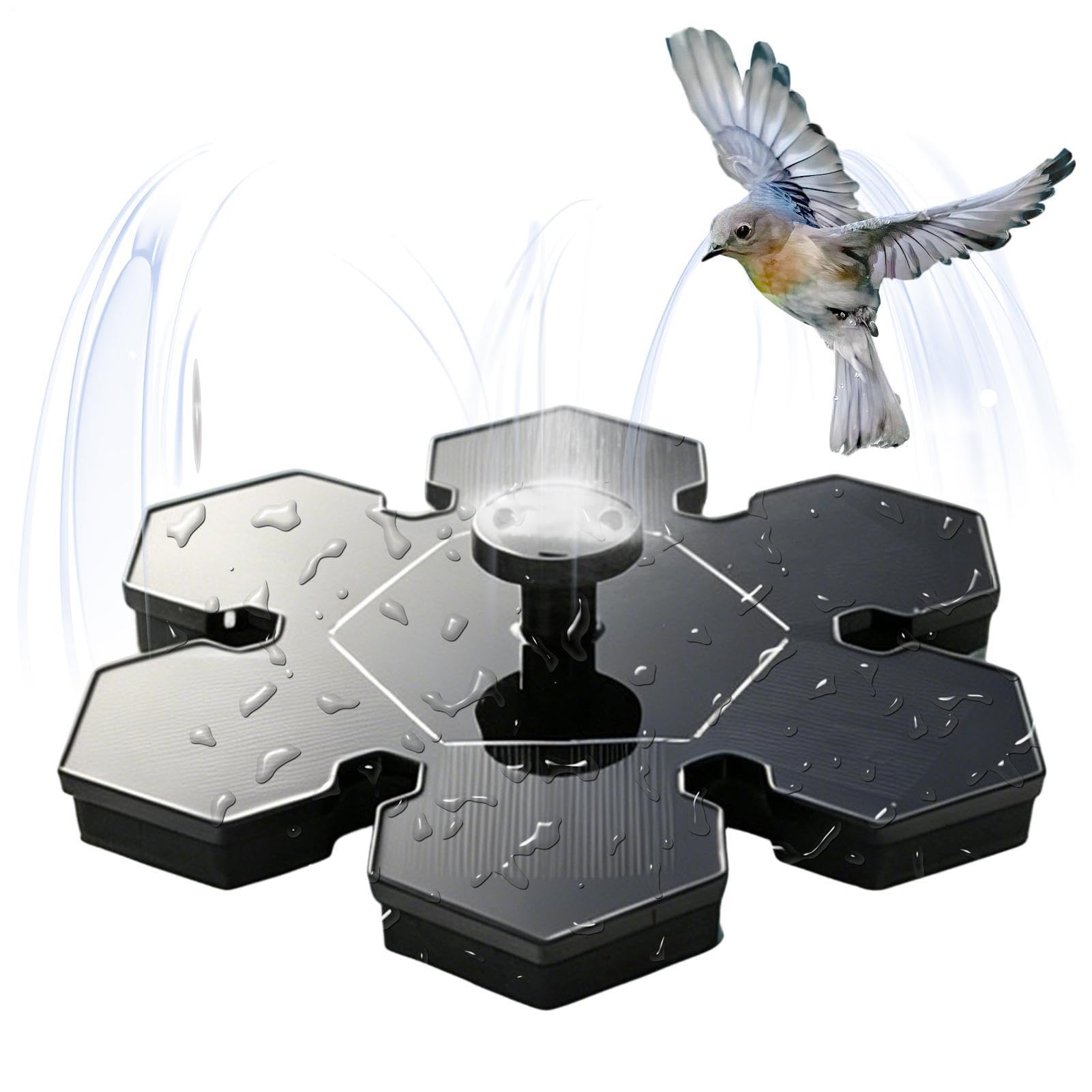 Fontaine Solaire Arroseur Flottant avec Pompe Réglable pour Bain d'Oiseaux
