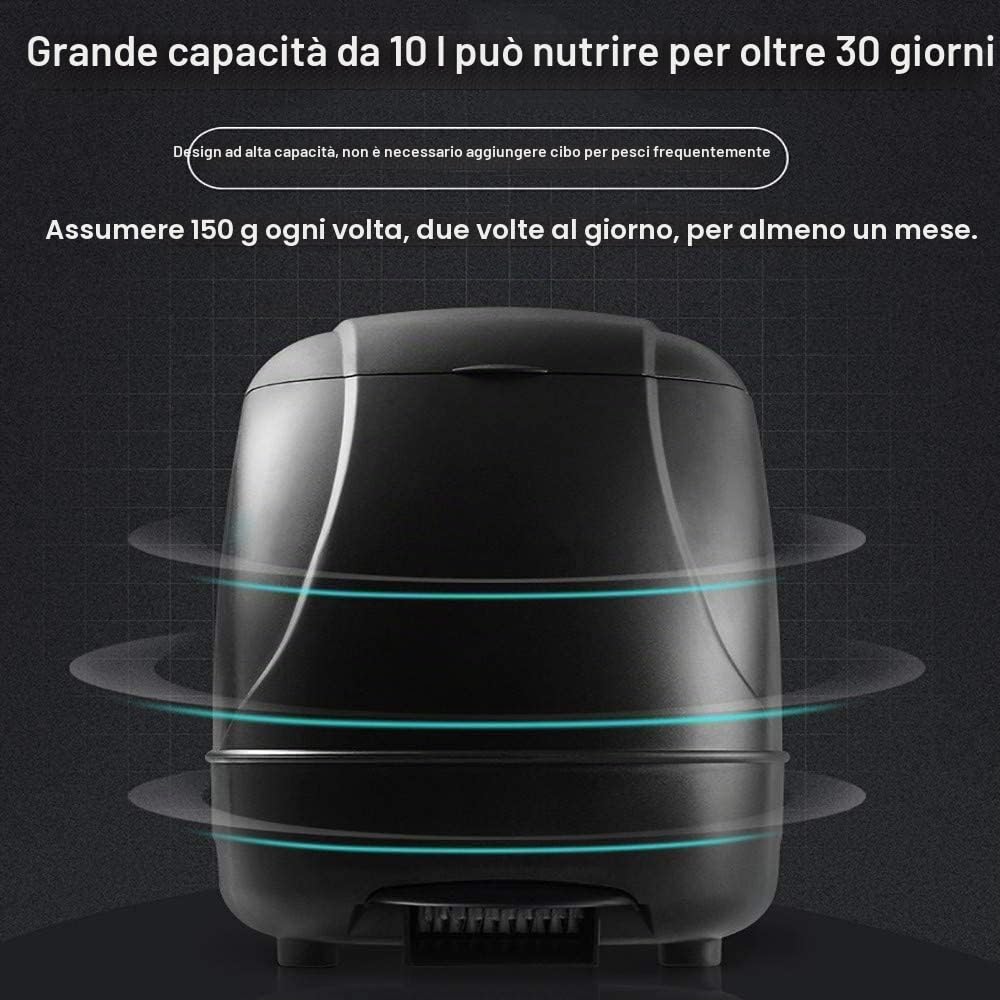 10L Pond Fish Feeder, Mangiatoia automatica laghetto, Distributore cibo per pesci per vacanze e clima caldo o freddo